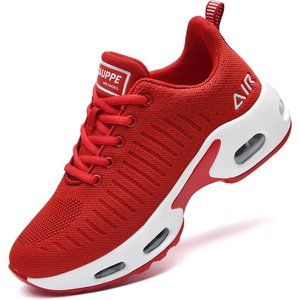 Womens Fashion Lightweight Air Sports Walking Red Sneakers Breathable Running